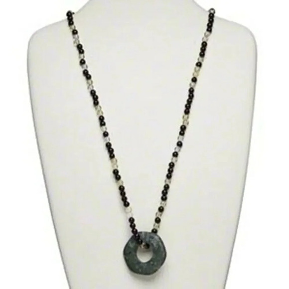 Natural Green Serpentine Open Hexagon Pendant Necklace - Picture 1 of 1